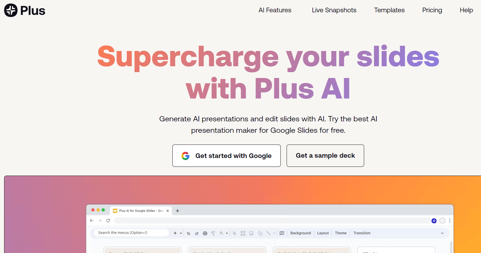 Plus AI para el mejor creador de presentaciones como Google Slides